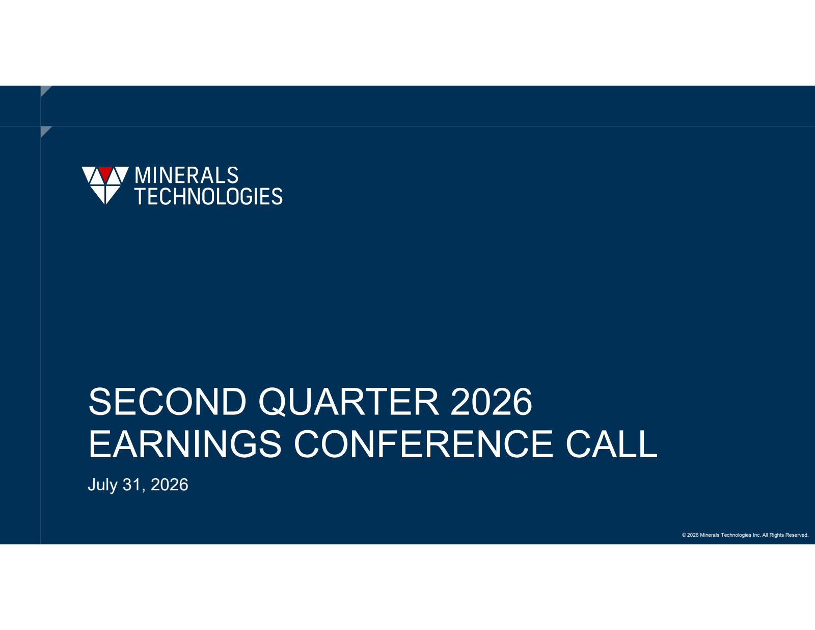 Minerals Technologies' Q2 2026 Slide Deck