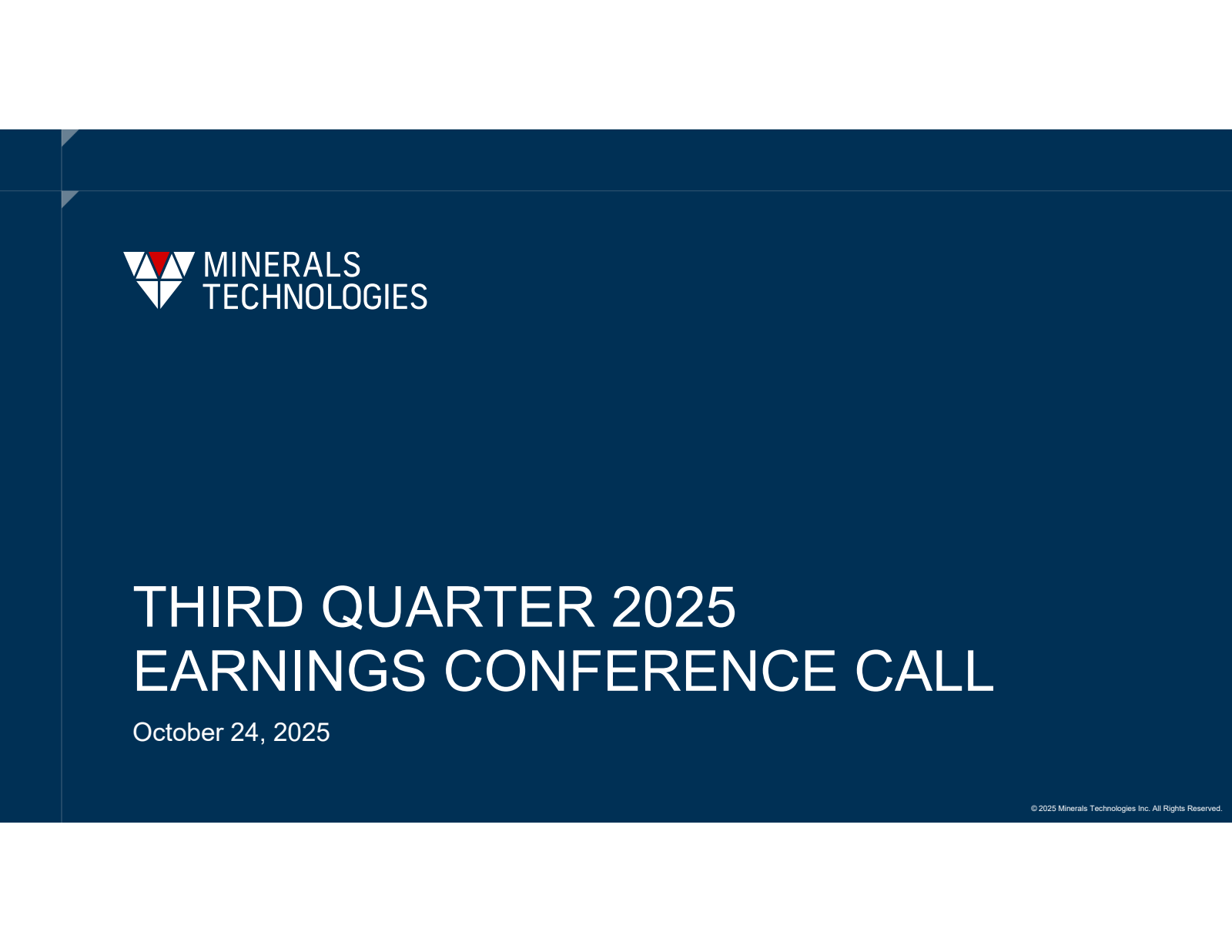 Minerals Technologies' Q3 2025 Slide Deck