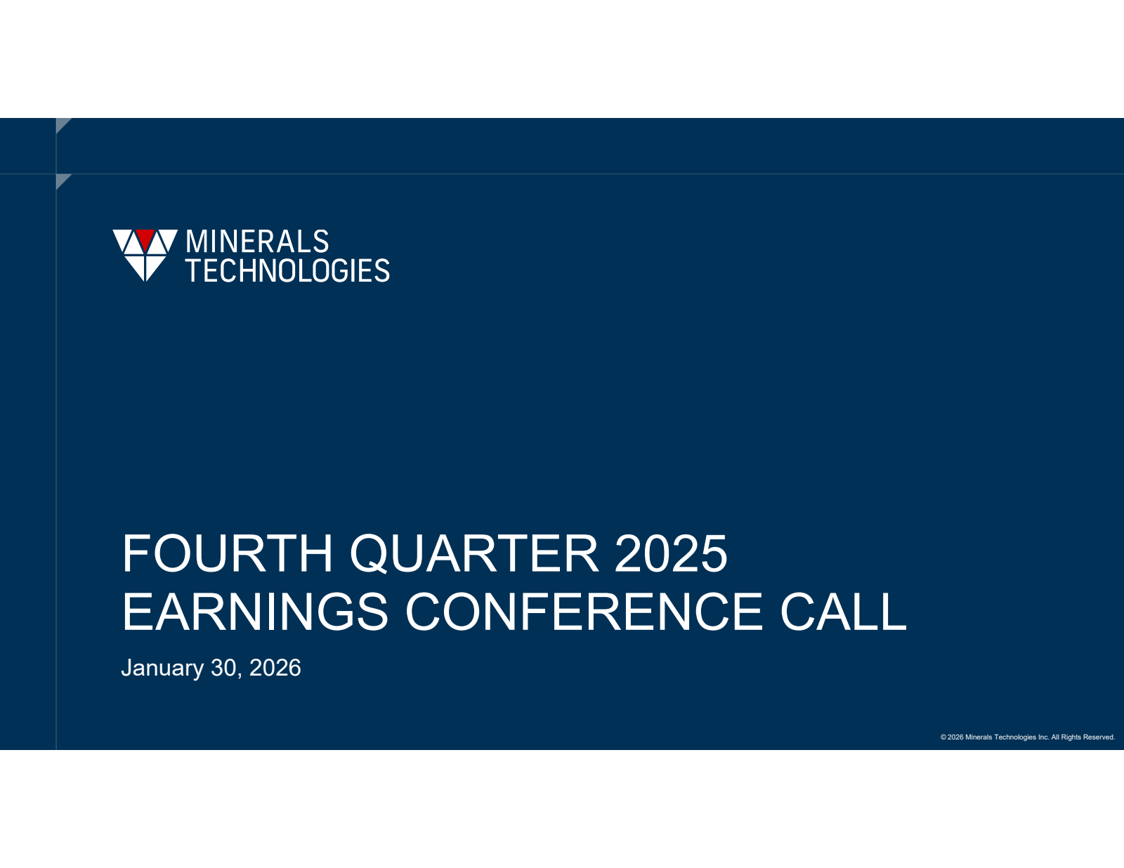 Minerals Technologies' Q4 2025 Slide Deck