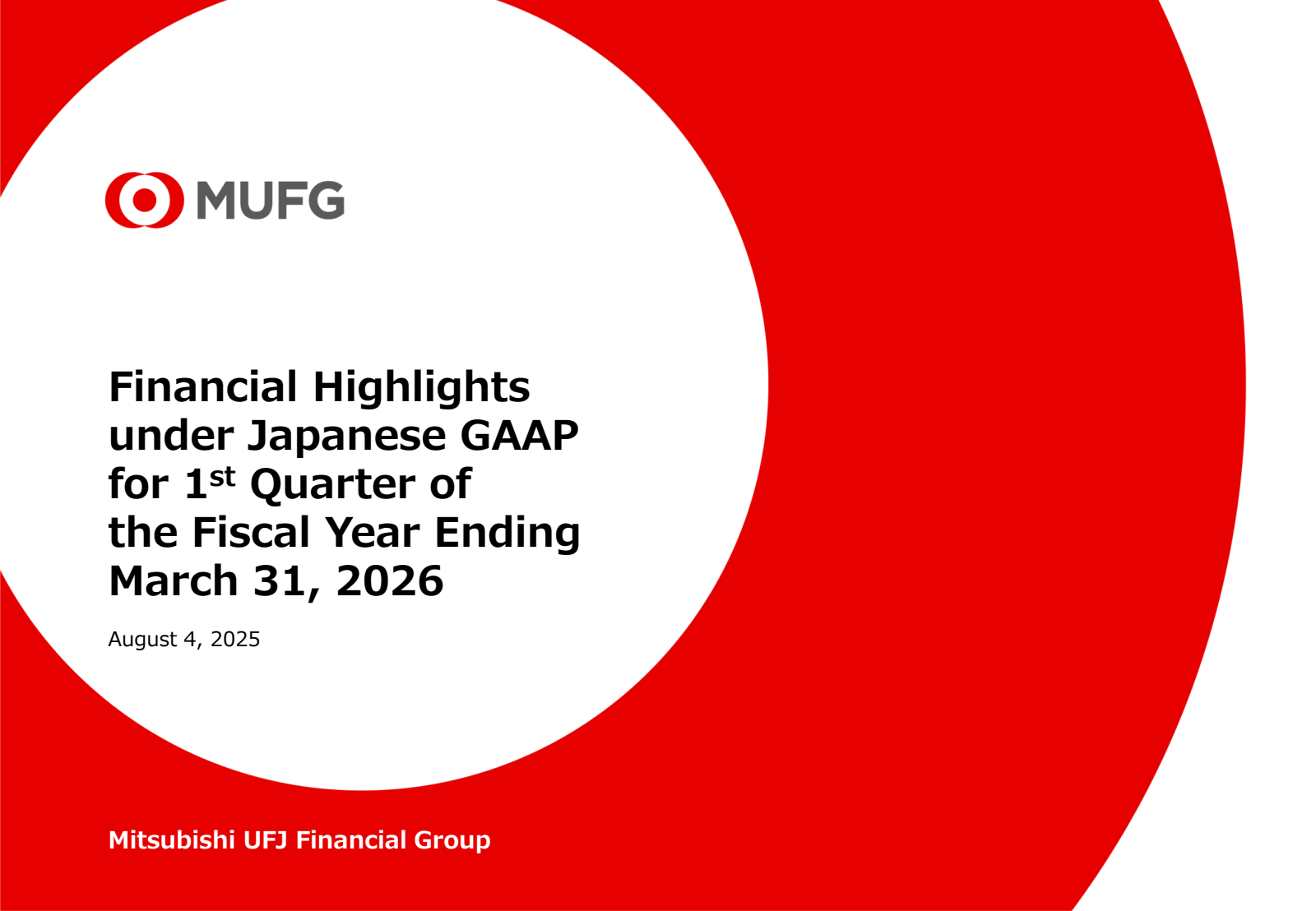 Mitsubishi UFJ Financial Group's Q1 2026 Slide Deck
