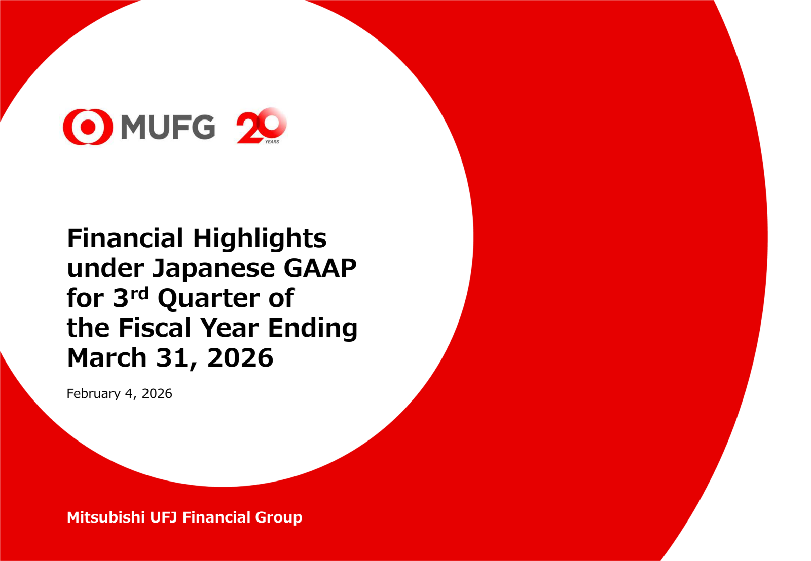 Mitsubishi UFJ Financial Group's Q3 2026 Slide Deck
