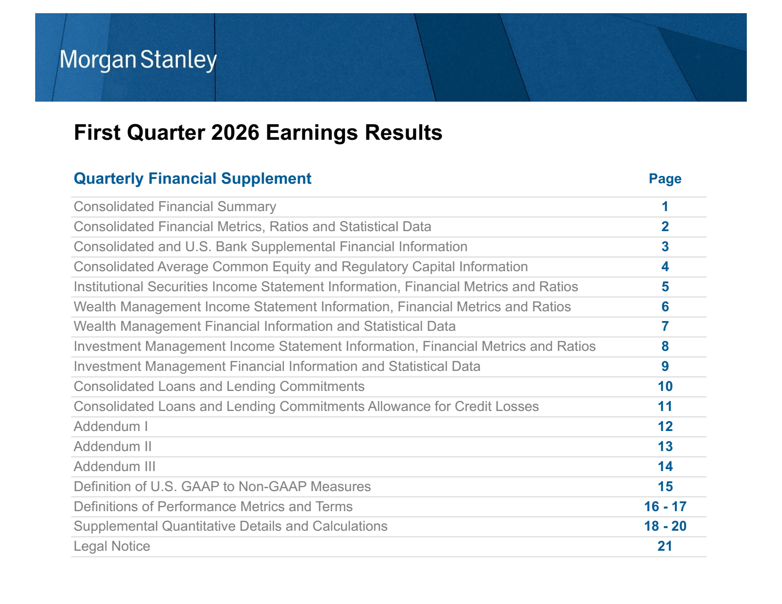 Morgan Stanley's Q1 2026 Slide Deck