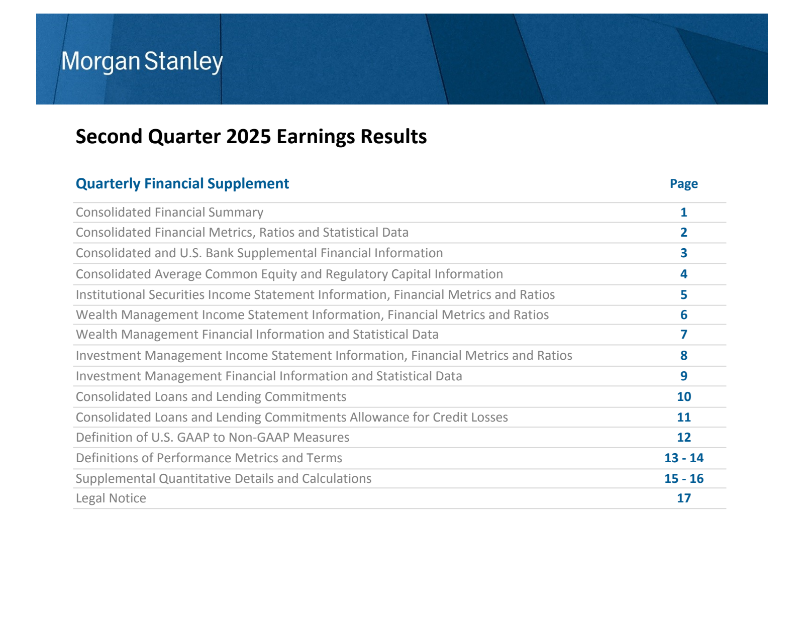 Morgan Stanley's Q2 2025 Slide Deck