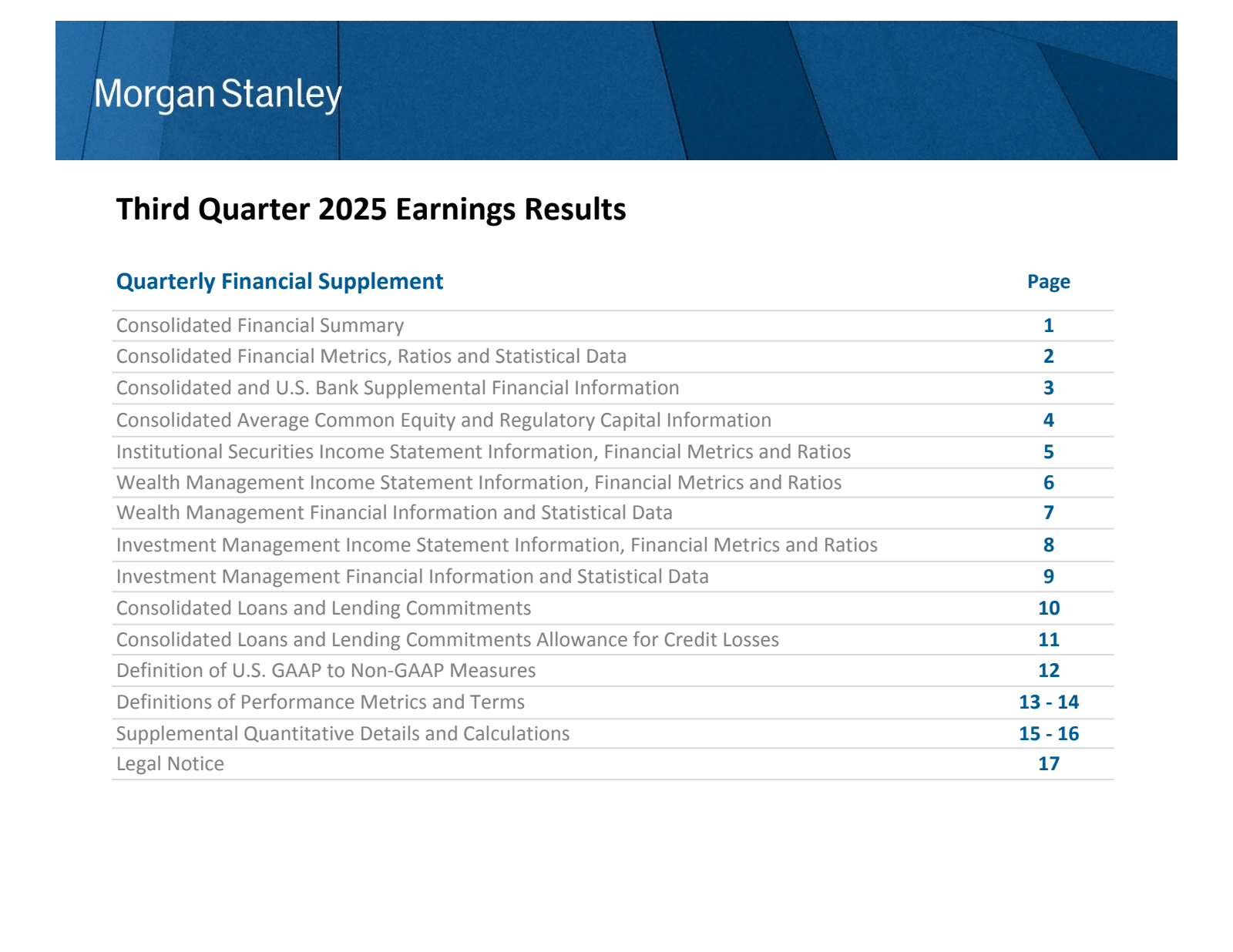 Morgan Stanley's Q3 2025 Slide Deck
