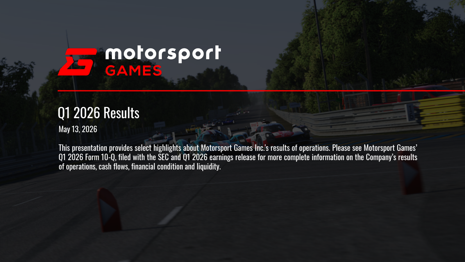 Motorsport Games' Q1 2026 Slide Deck