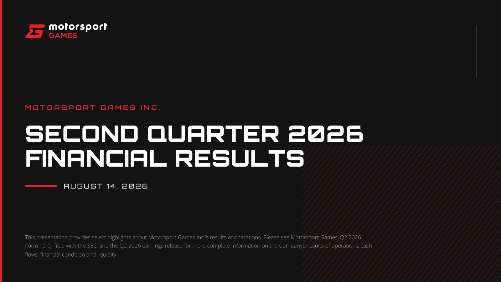 Motorsport Games' Q2 2026 Slide Deck