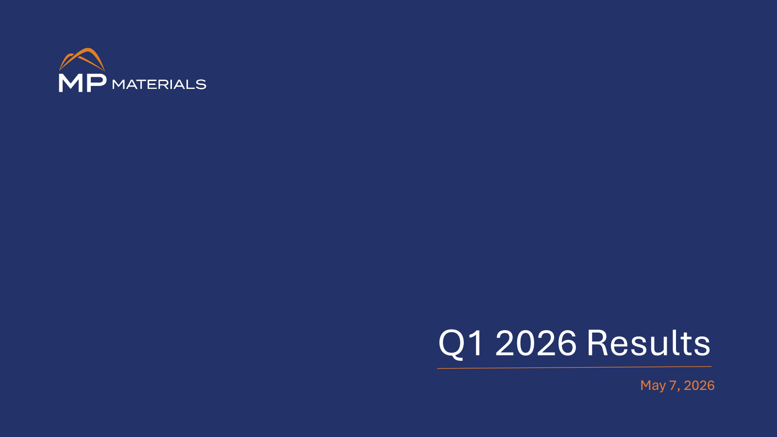 MP Materials' Q1 2026 Slide Deck