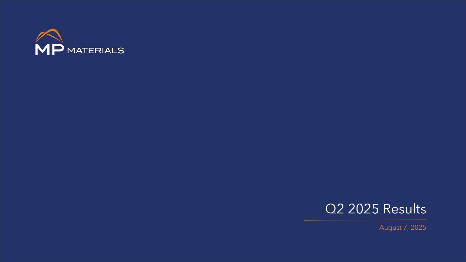 MP Materials' Q2 2025 Slide Deck