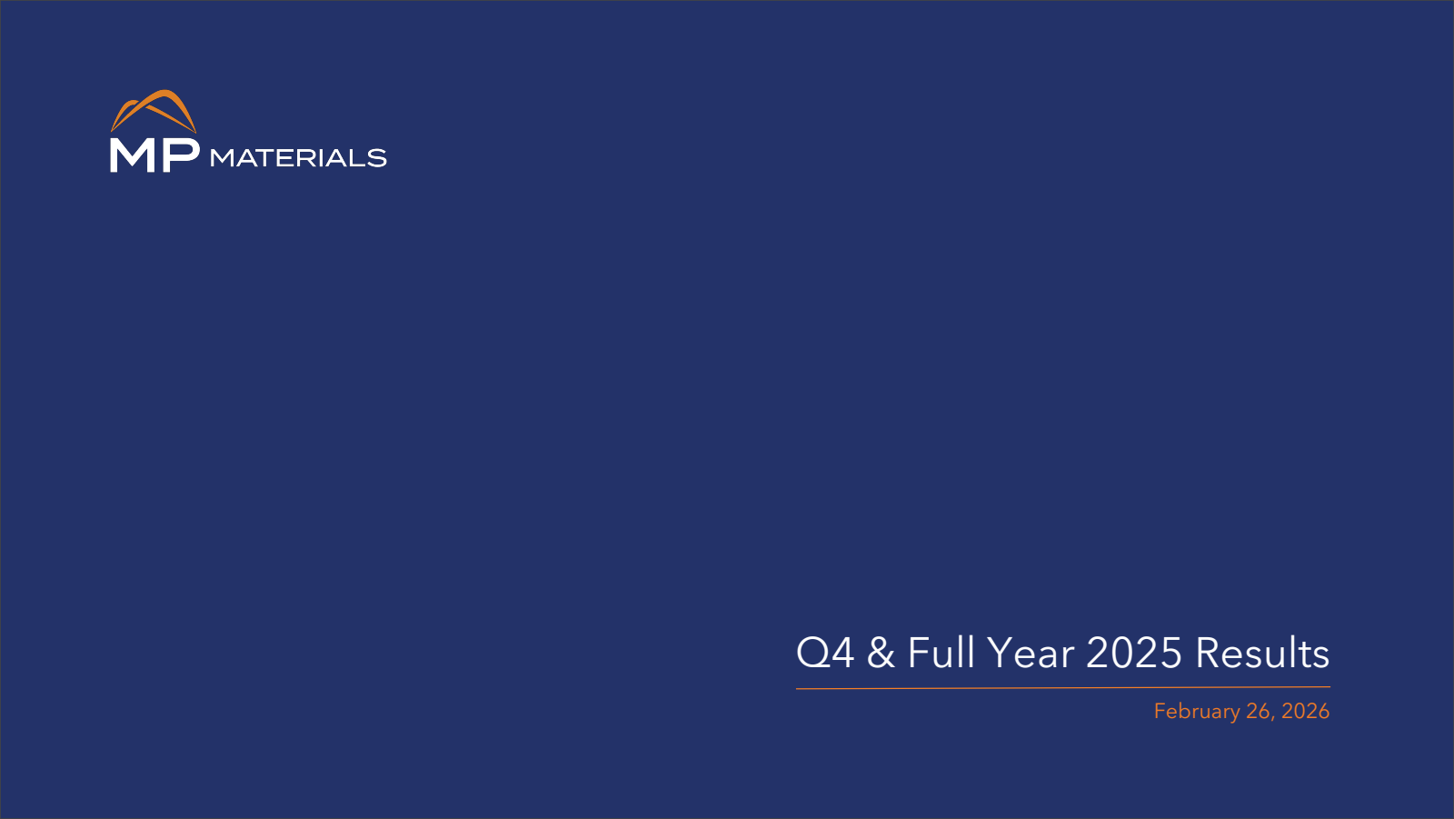 MP Materials' Q4 2025 Slide Deck