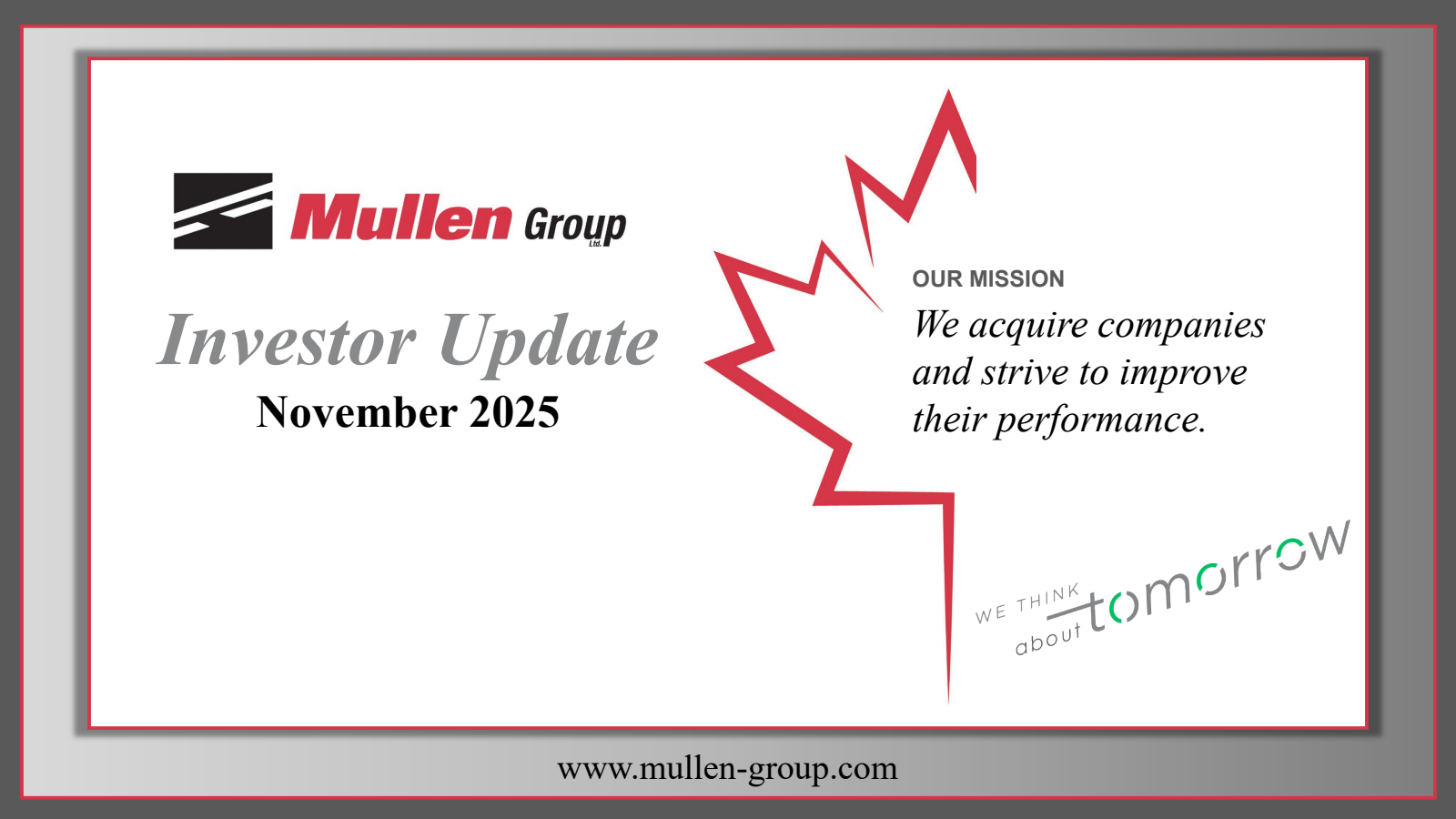 Mullen Group's Q3 2025 Slide Deck