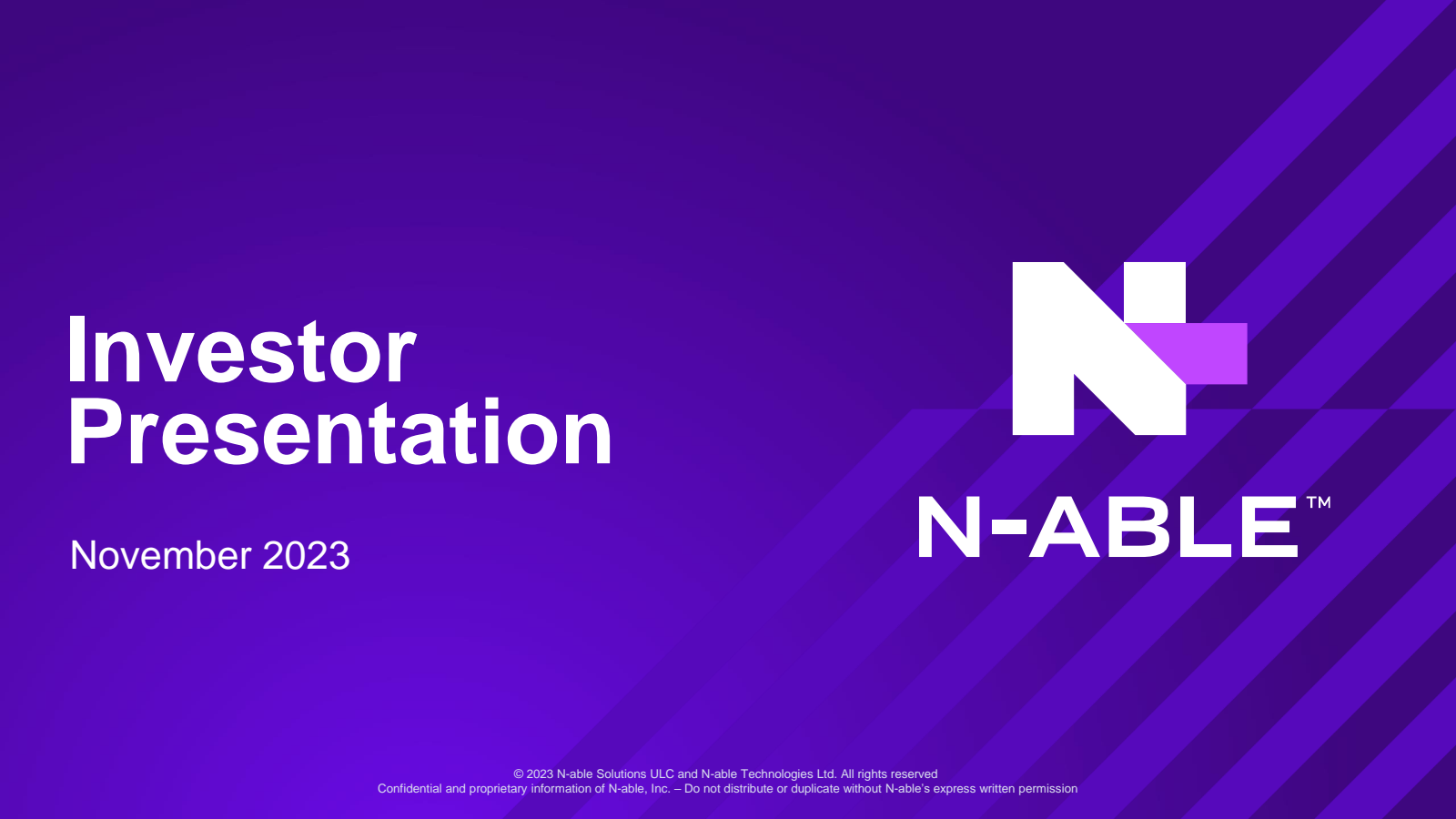 N-able's Q3 2023 Slide Deck