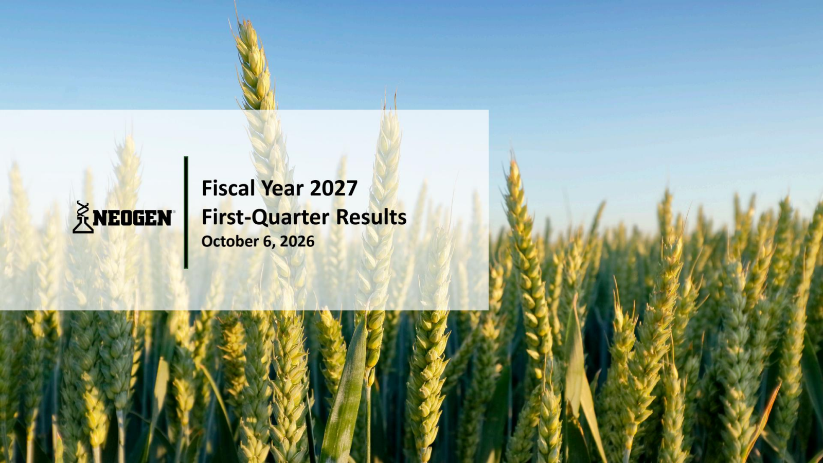 Neogen's Q1 2027 Slide Deck
