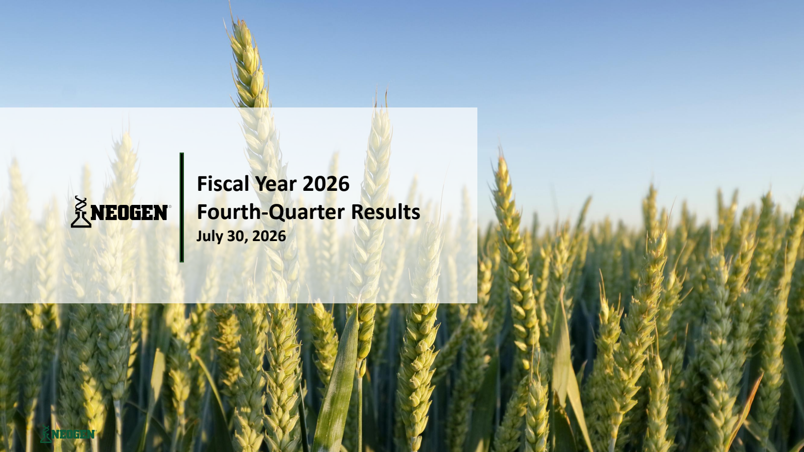 Neogen's Q4 2026 Slide Deck