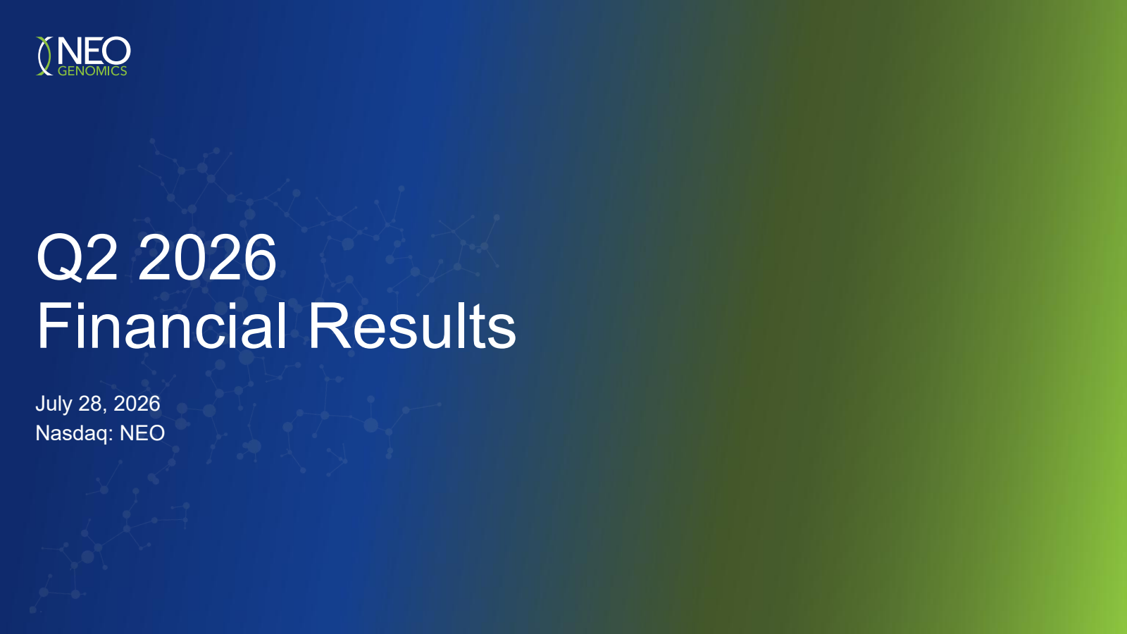 NeoGenomics' Q2 2026 Slide Deck