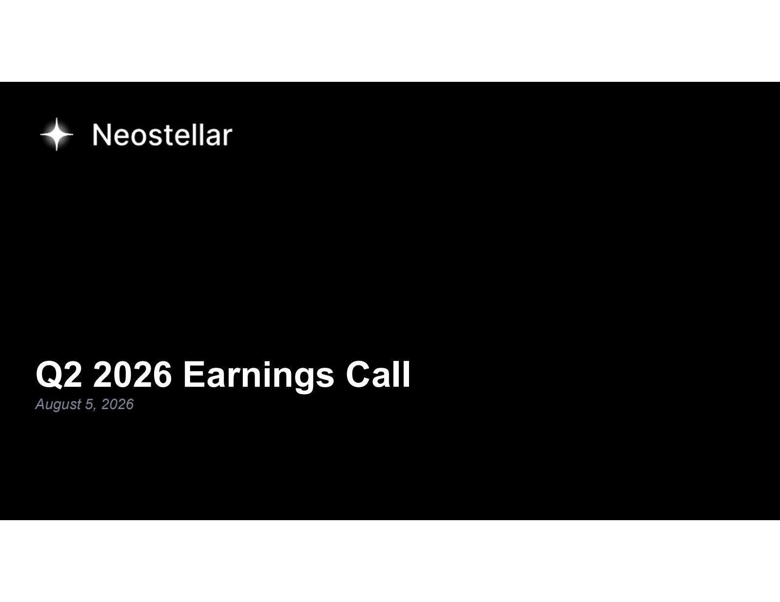 Neostellar Capital's Q2 2026 Slide Deck