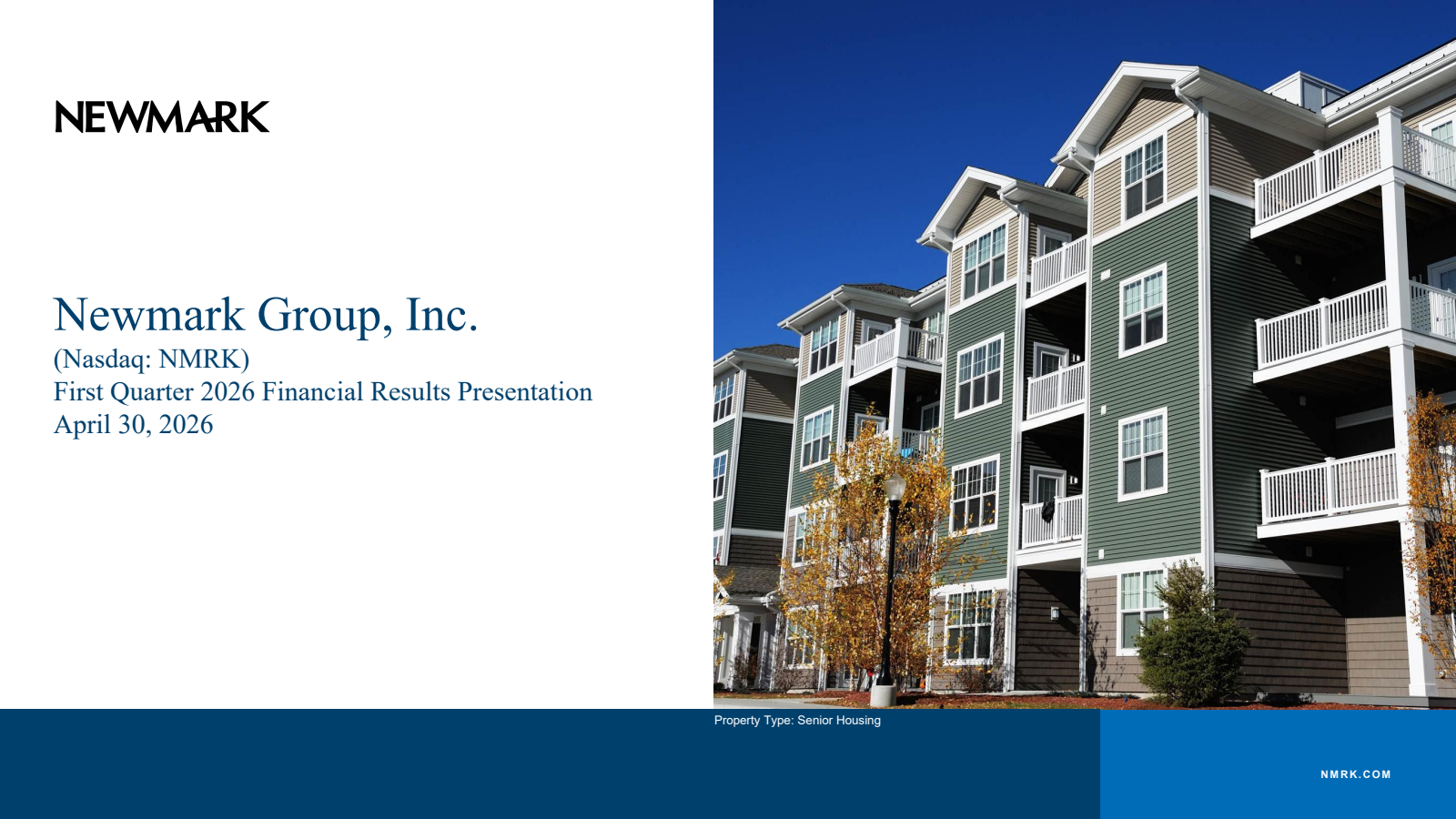 Newmark Group's Q1 2026 Slide Deck