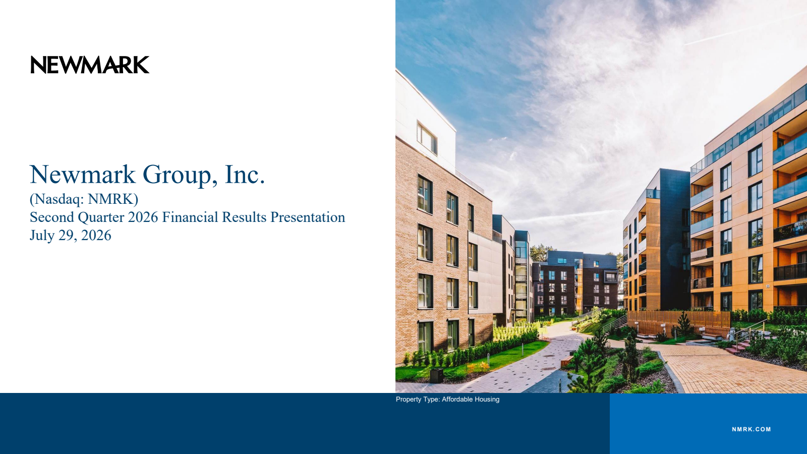 Newmark Group's Q2 2026 Slide Deck