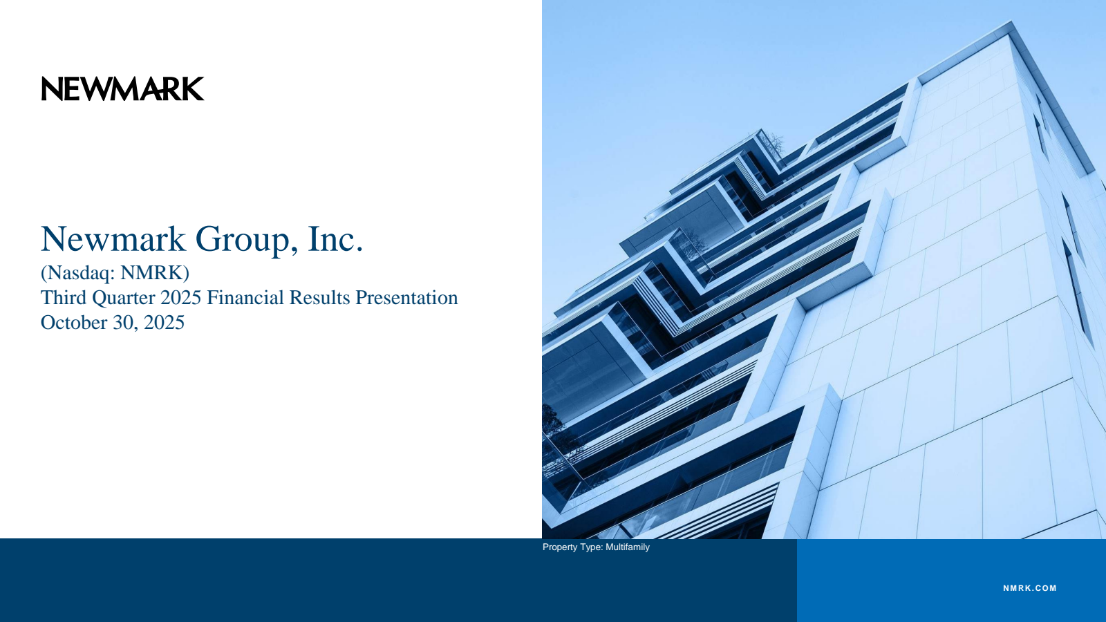 Newmark Group's Q3 2025 Slide Deck