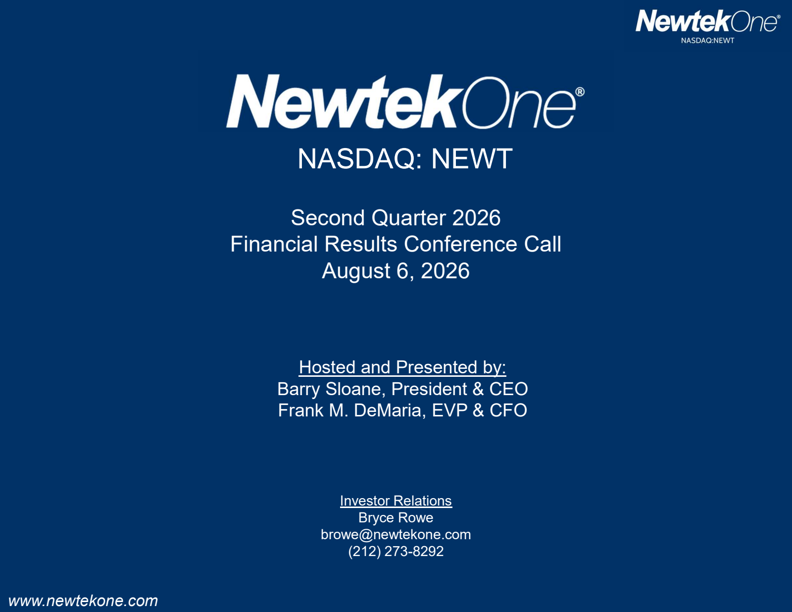 NewtekOne's Q2 2026 Slide Deck
