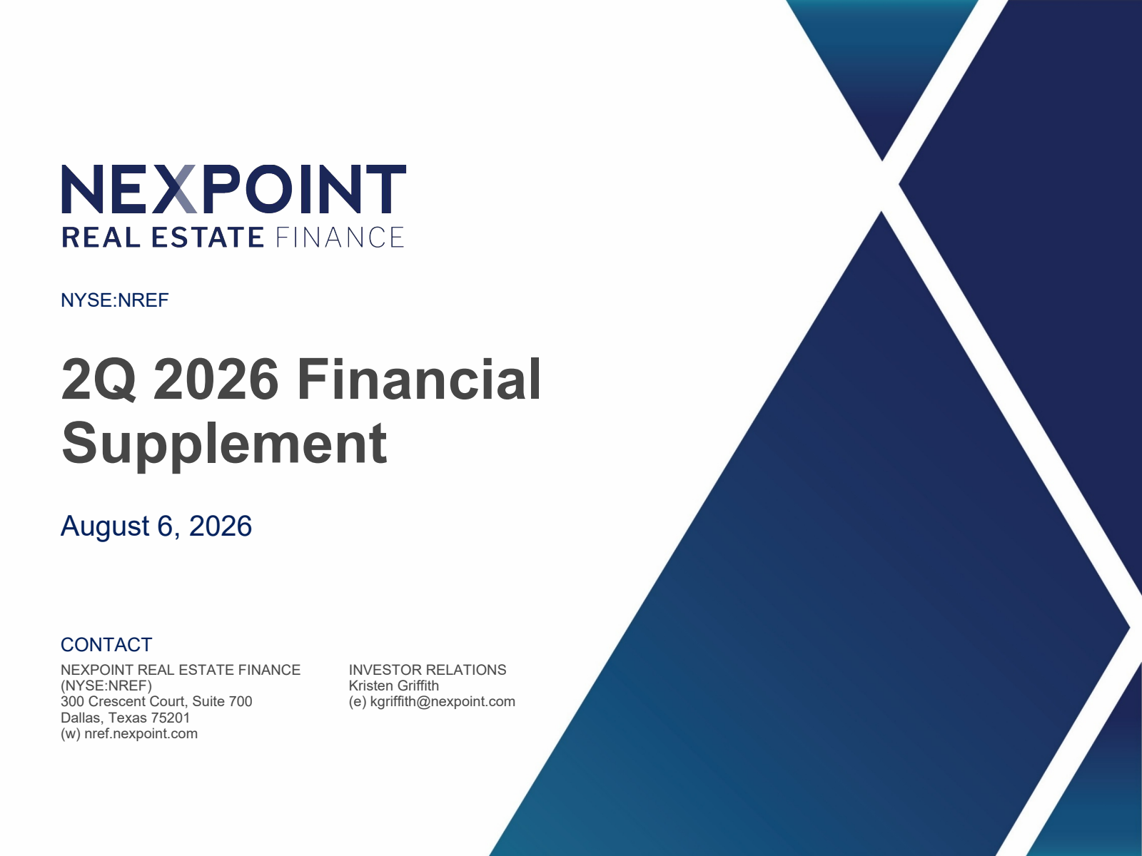 NexPoint Real Estate Finance's Q2 2026 Slide Deck