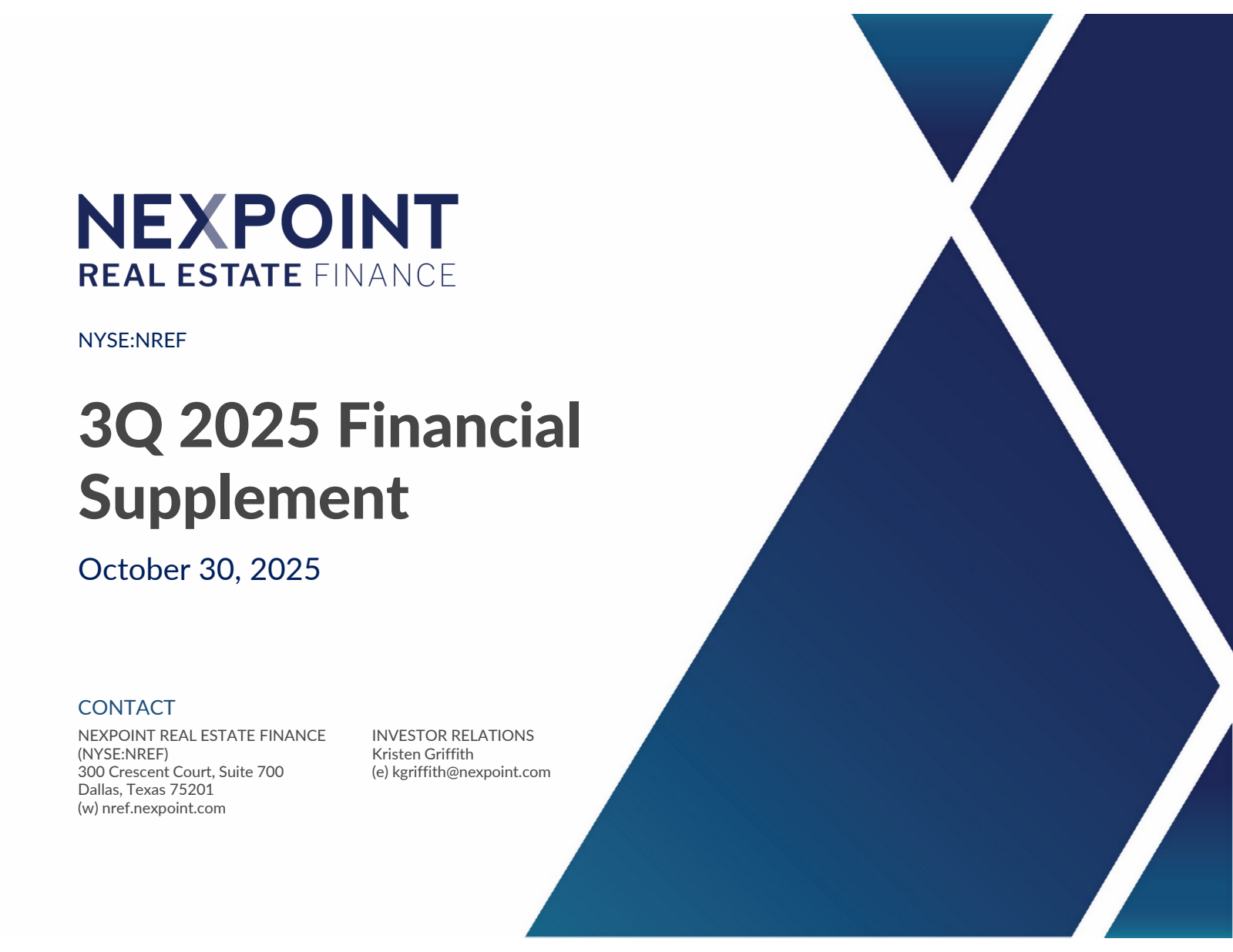 NexPoint Real Estate Finance's Q3 2025 Slide Deck