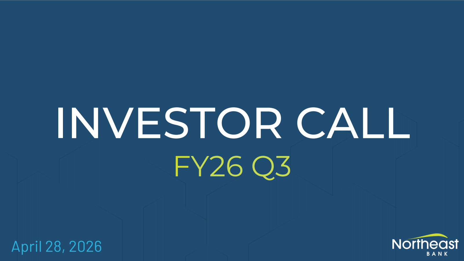 Northeast Bancorp's Q3 2026 Slide Deck