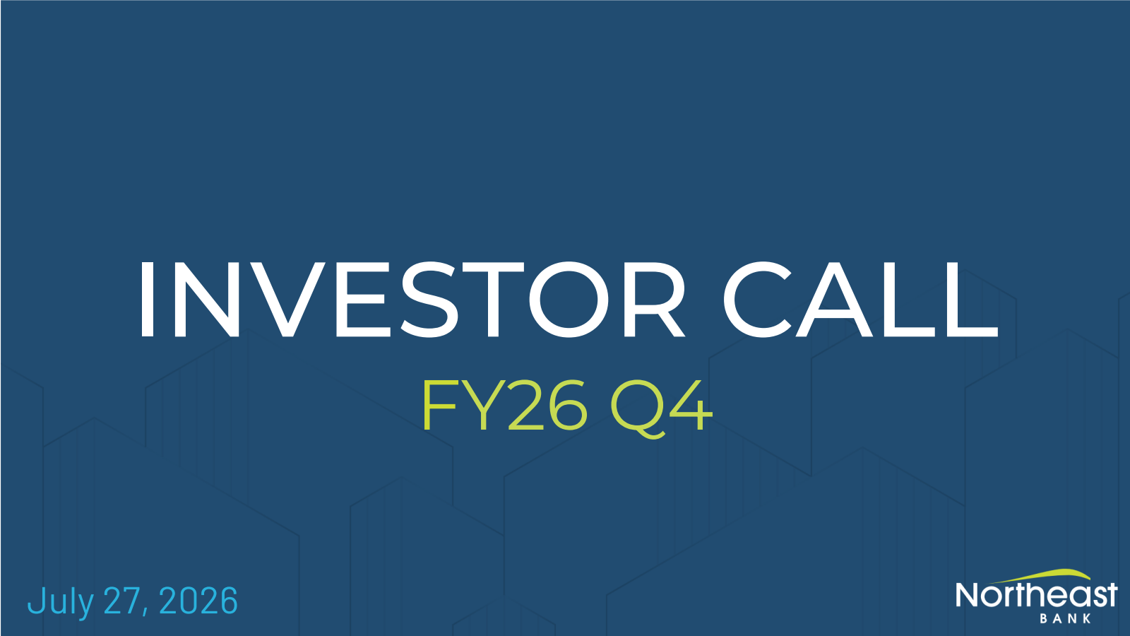 Northeast Bancorp's Q4 2026 Slide Deck