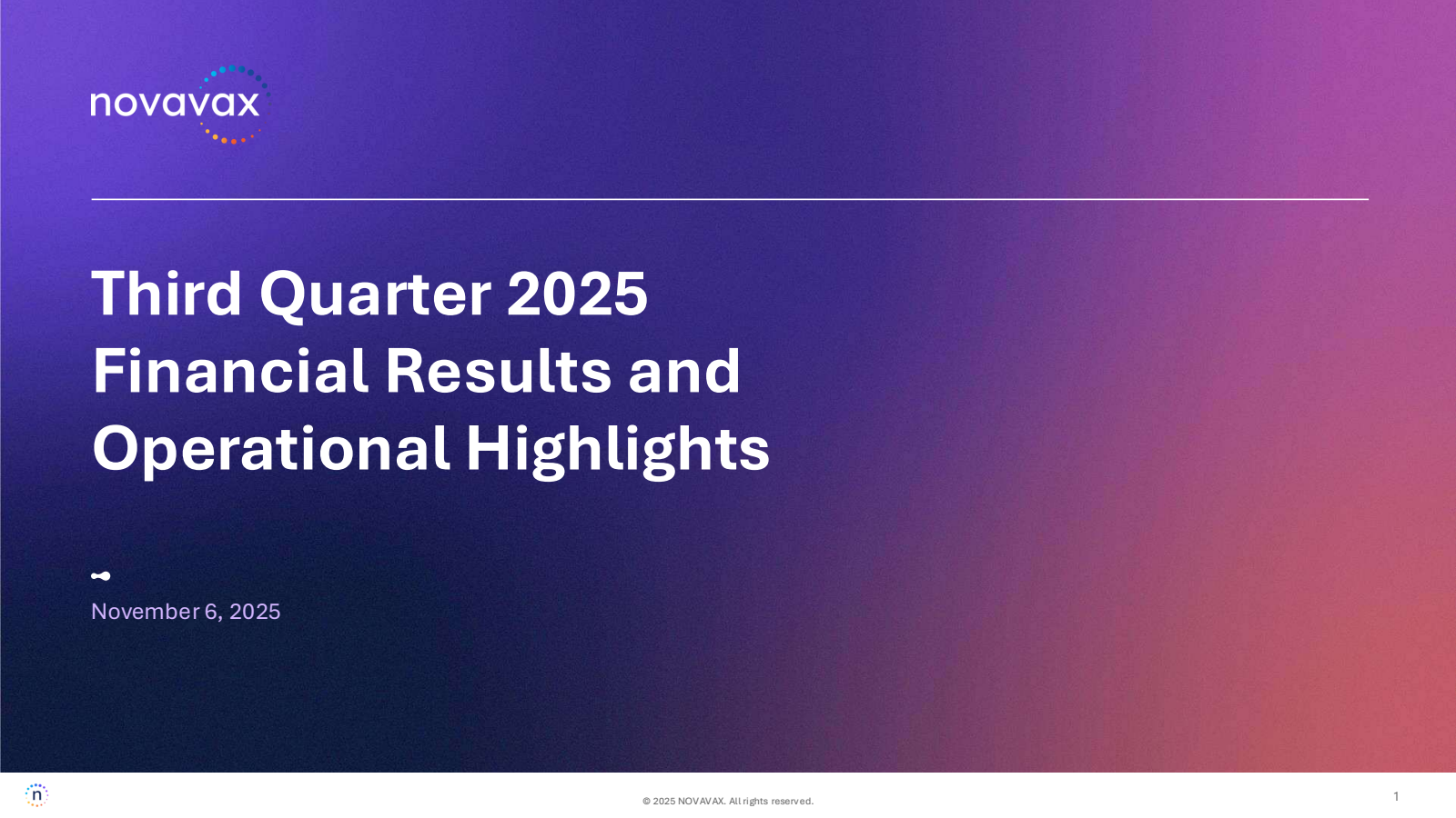 Novavax's Q3 2025 Slide Deck