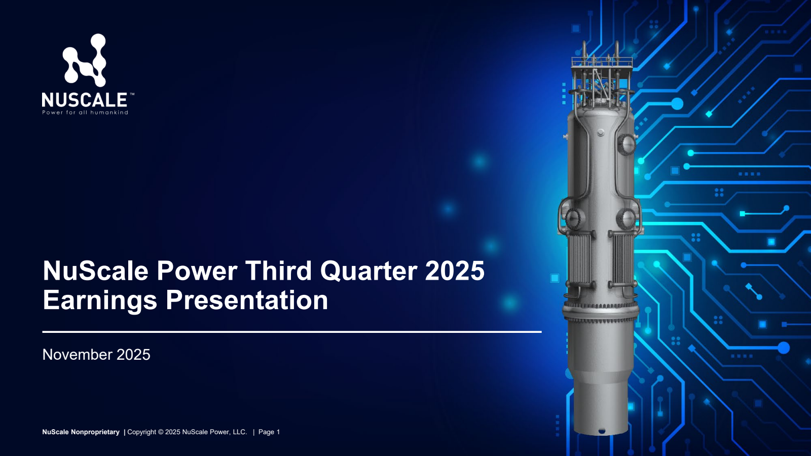 NuScale Power's Q3 2025 Slide Deck