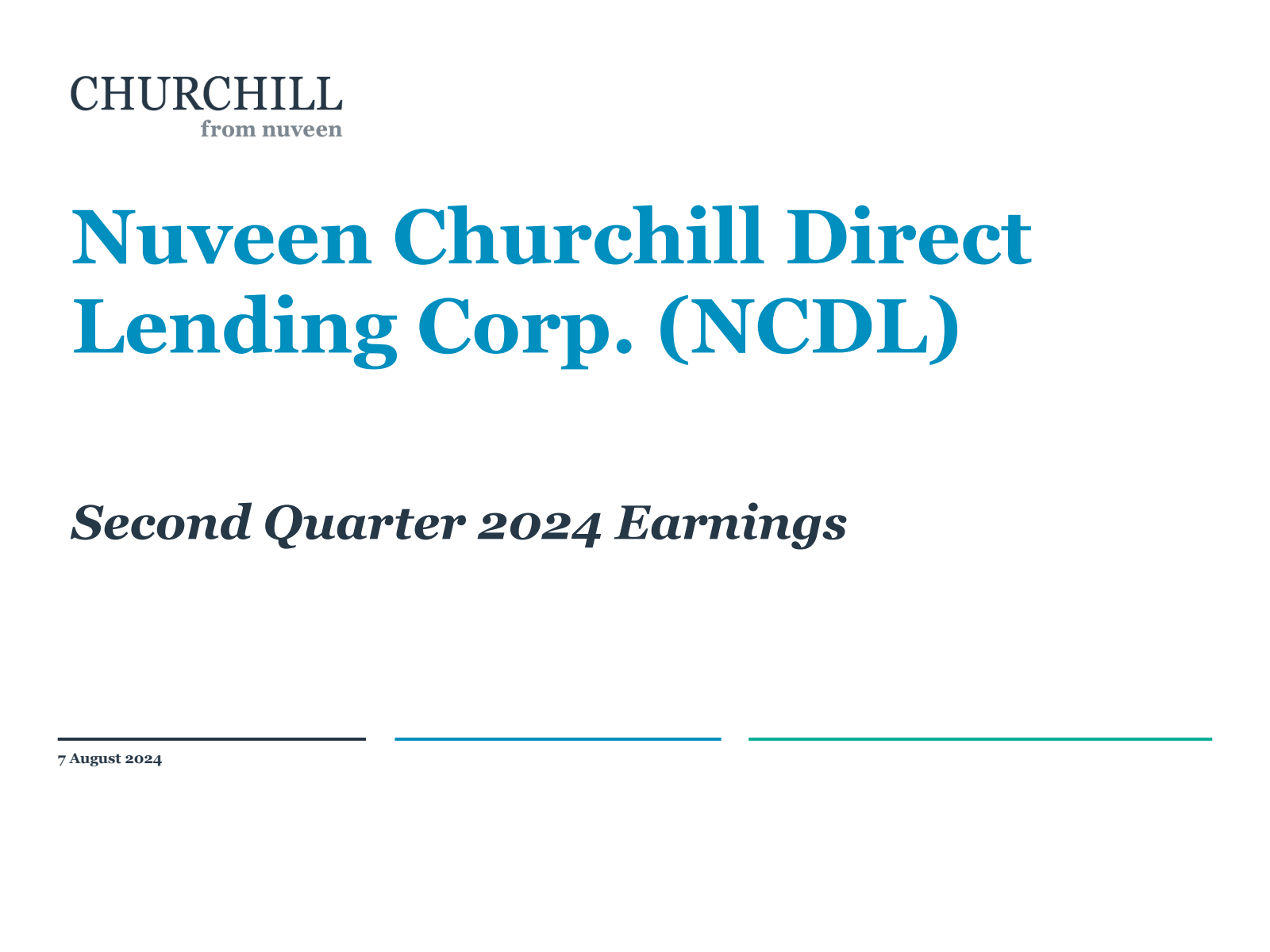 Nuveen Churchill Direct Lending's Q2 2024 Slide Deck