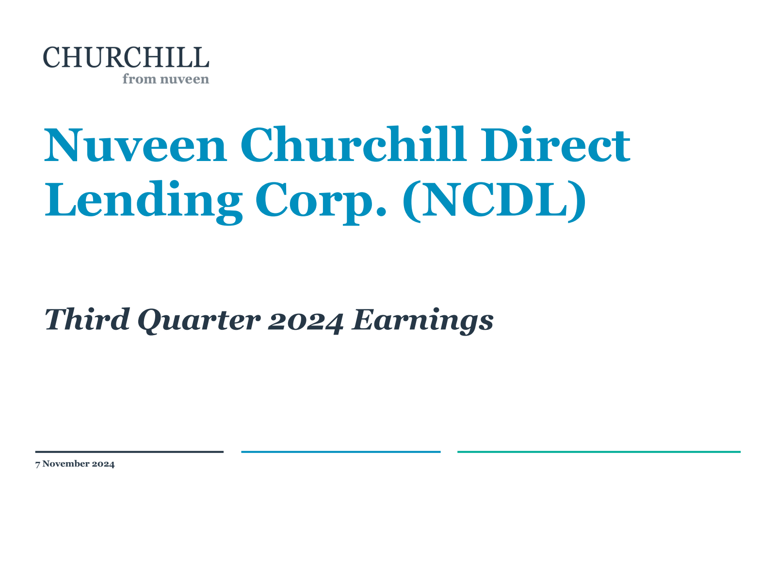 Nuveen Churchill Direct Lending's Q3 2024 Slide Deck