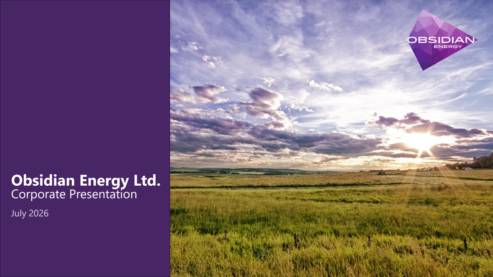 Obsidian Energy's Q2 2026 Slide Deck