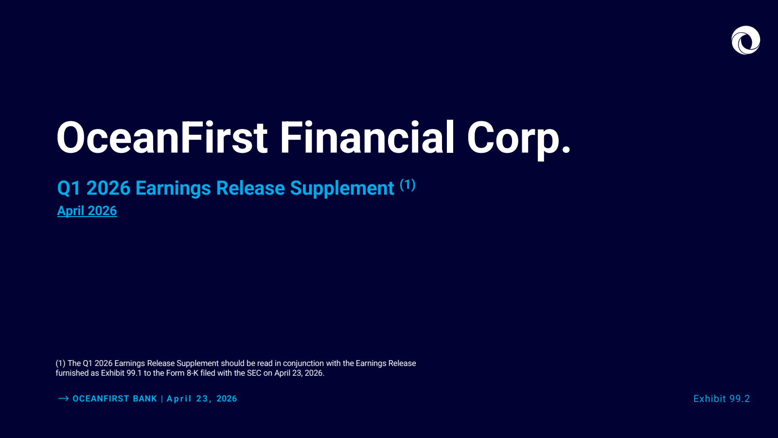 OceanFirst Financial's Q1 2026 Slide Deck