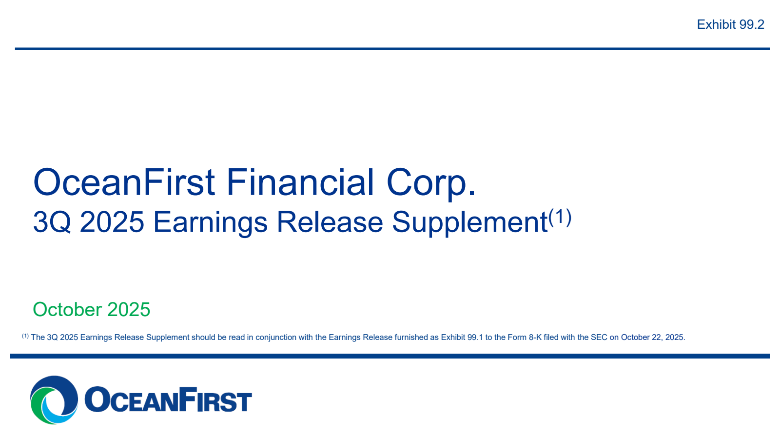 OceanFirst Financial's Q3 2025 Slide Deck