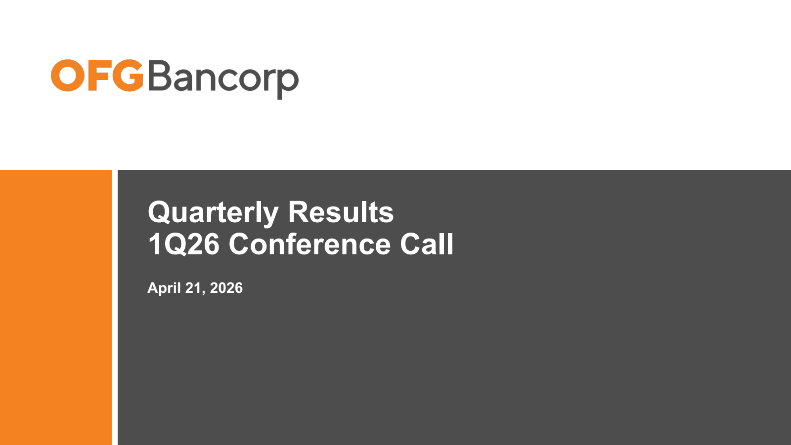 OFG Bancorp's Q1 2026 Slide Deck