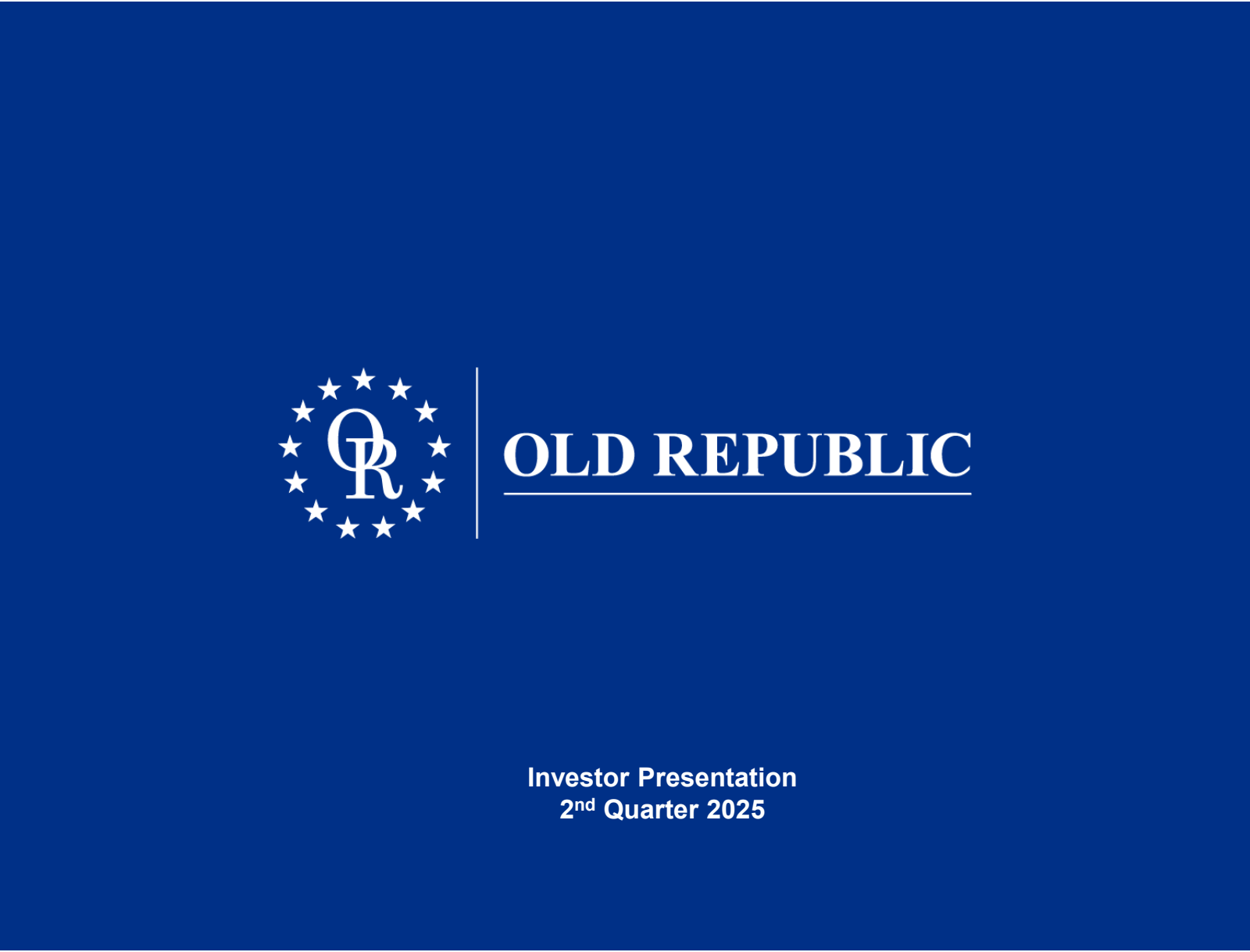 Old Republic International's Q2 2025 Slide Deck