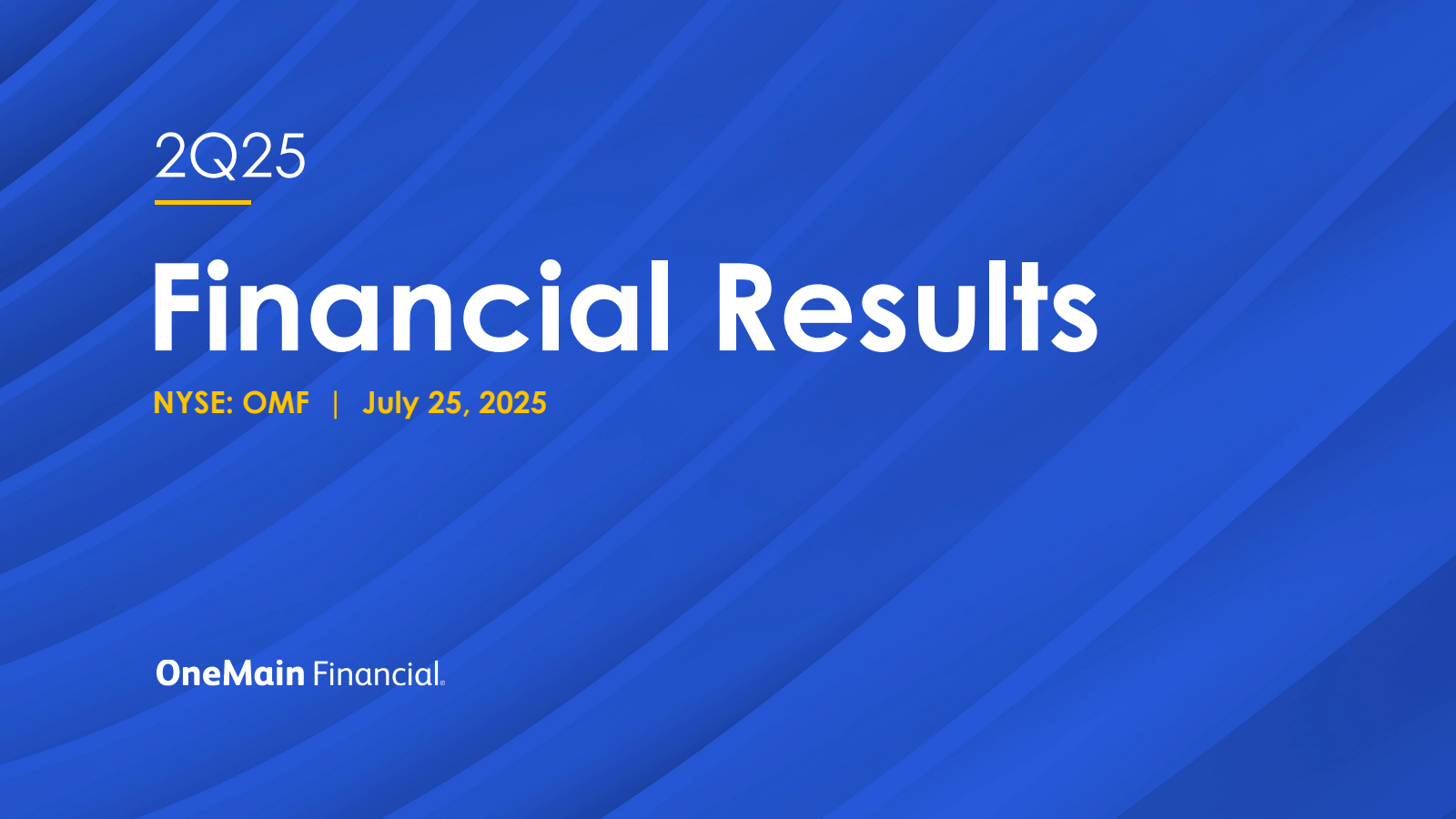 OneMain's Q2 2025 Slide Deck