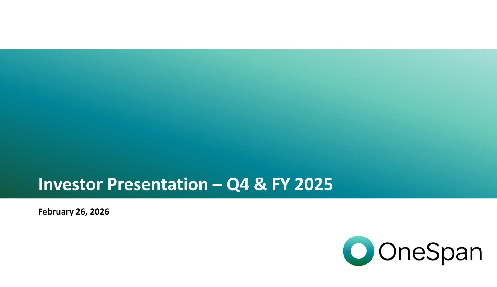 Onespan's Q4 2025 Slide Deck