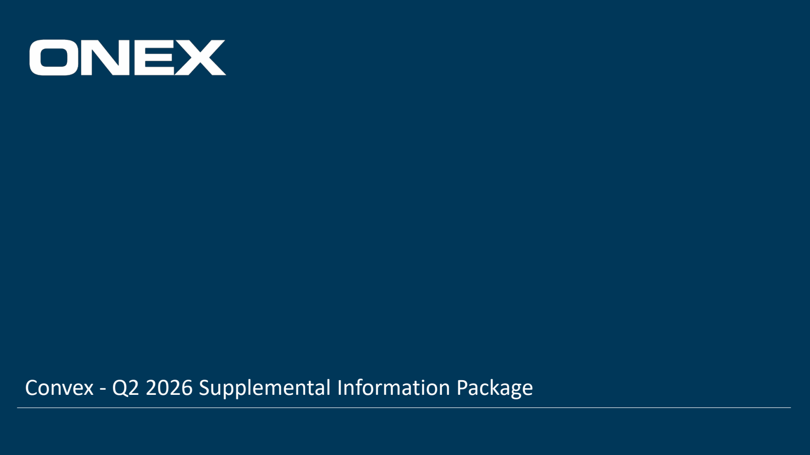 Onex's Q2 2026 Slide Deck
