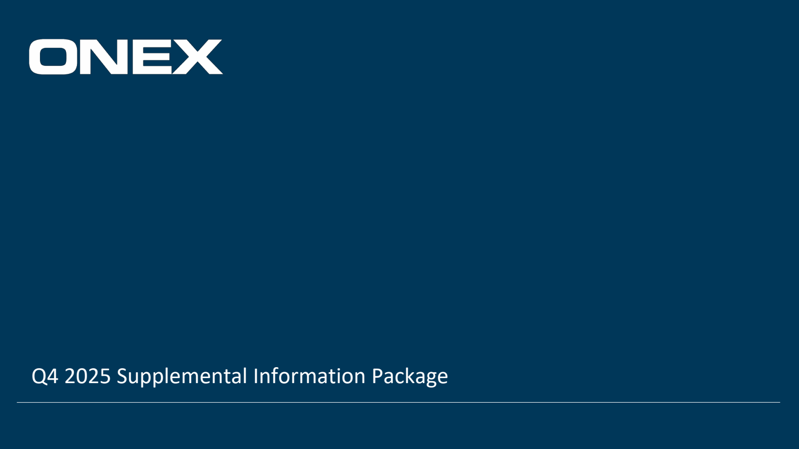 Onex's Q4 2025 Slide Deck