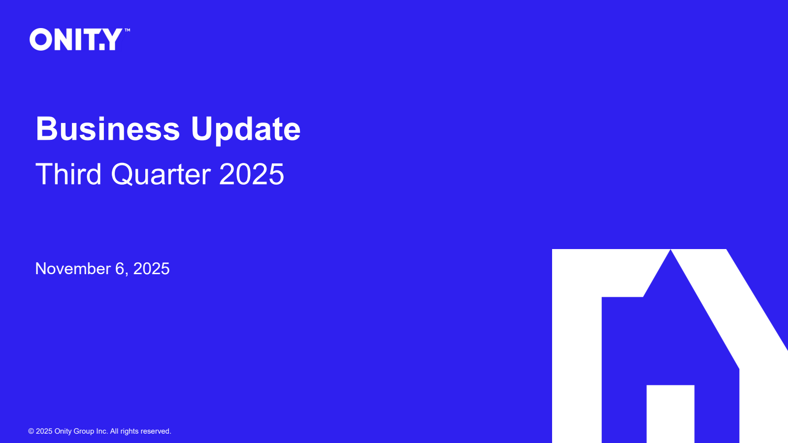 Onity Group's Q3 2025 Slide Deck