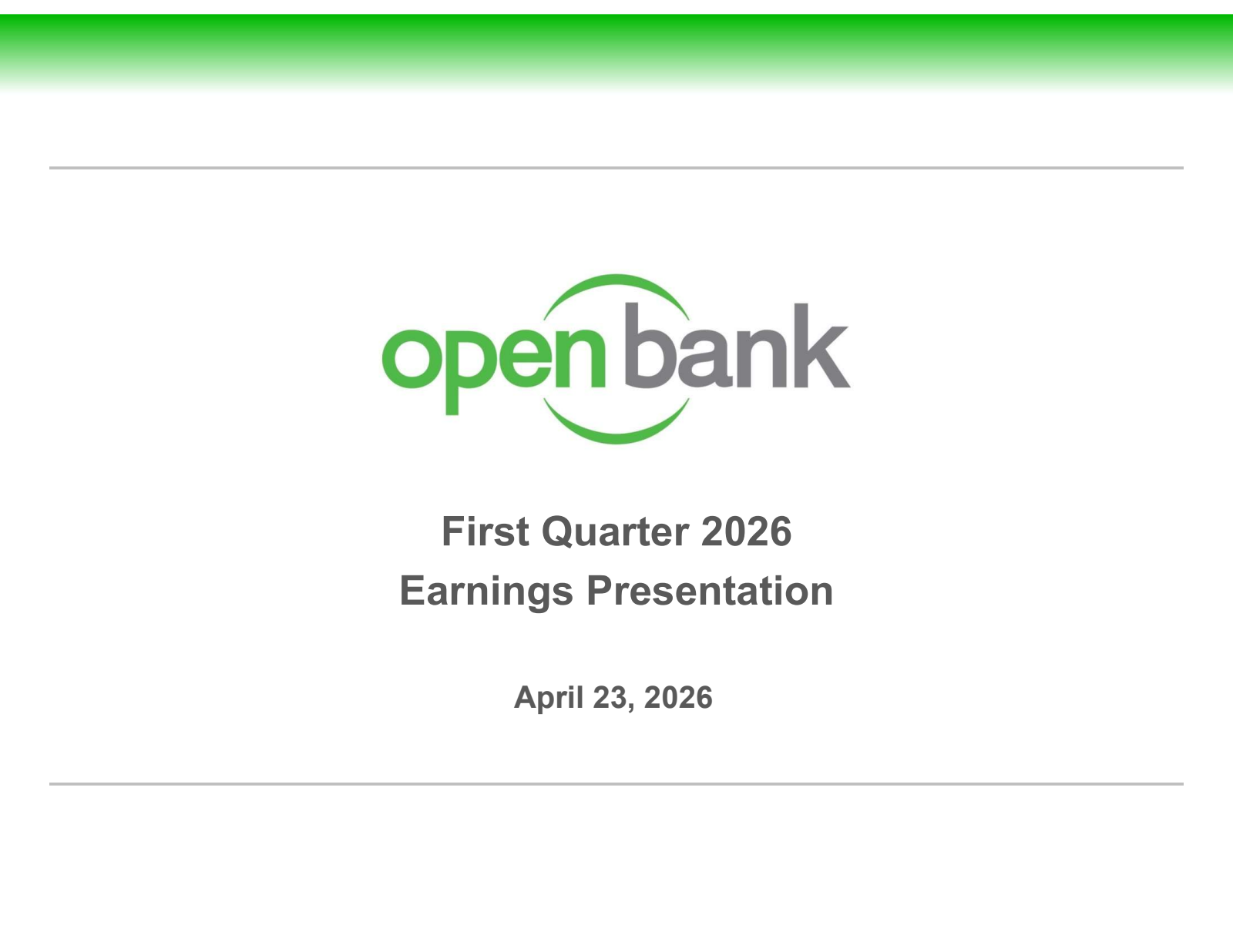 OP Bancorp's Q1 2026 Slide Deck