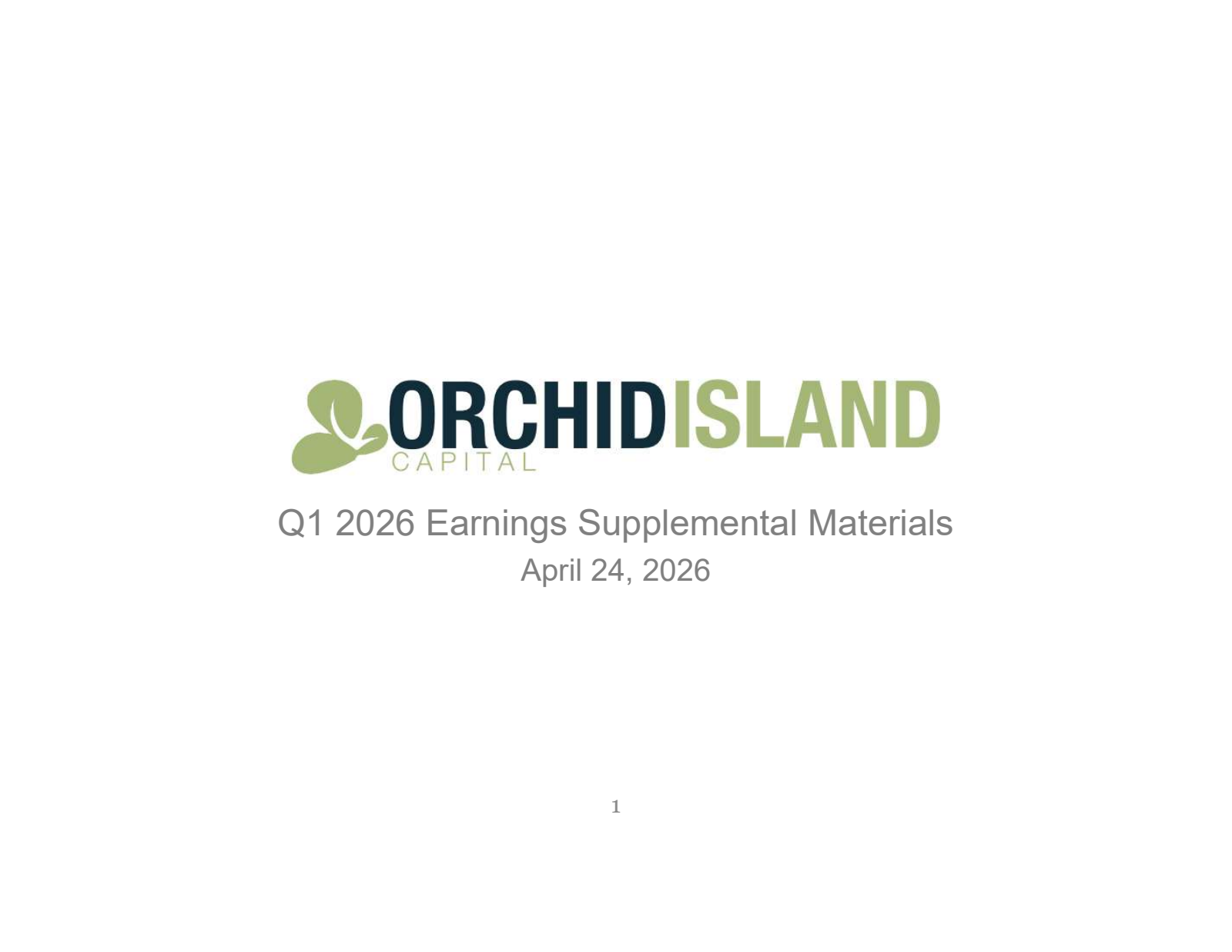 Orchid Island Capital's Q1 2026 Slide Deck