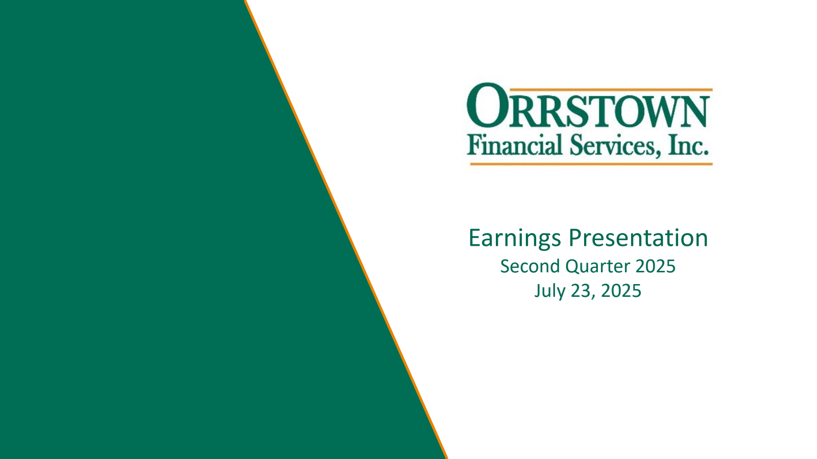 Orrstown Financial Services' Q2 2025 Slide Deck