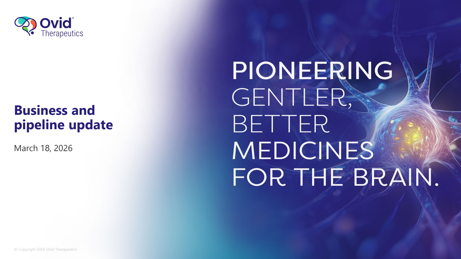 Ovid Therapeutics' Q4 2025 Slide Deck