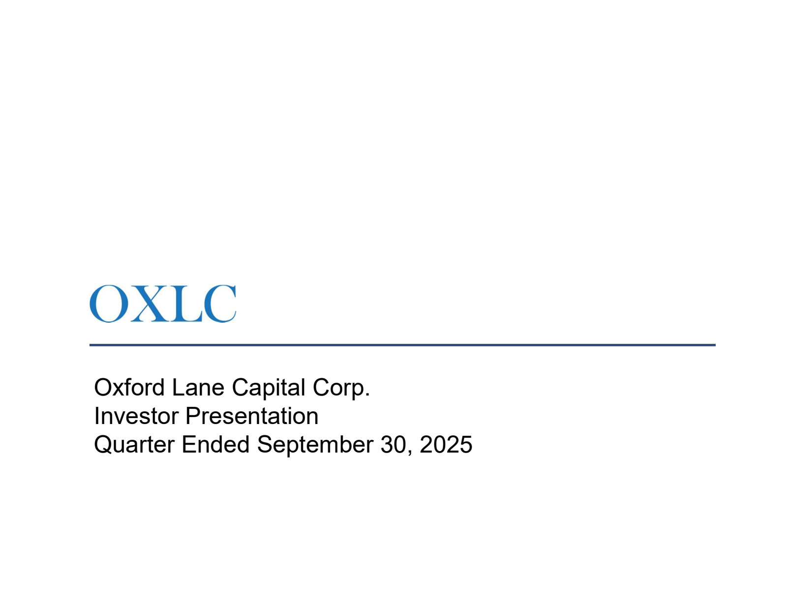 Oxford Lane Capital's Q2 2026 Slide Deck