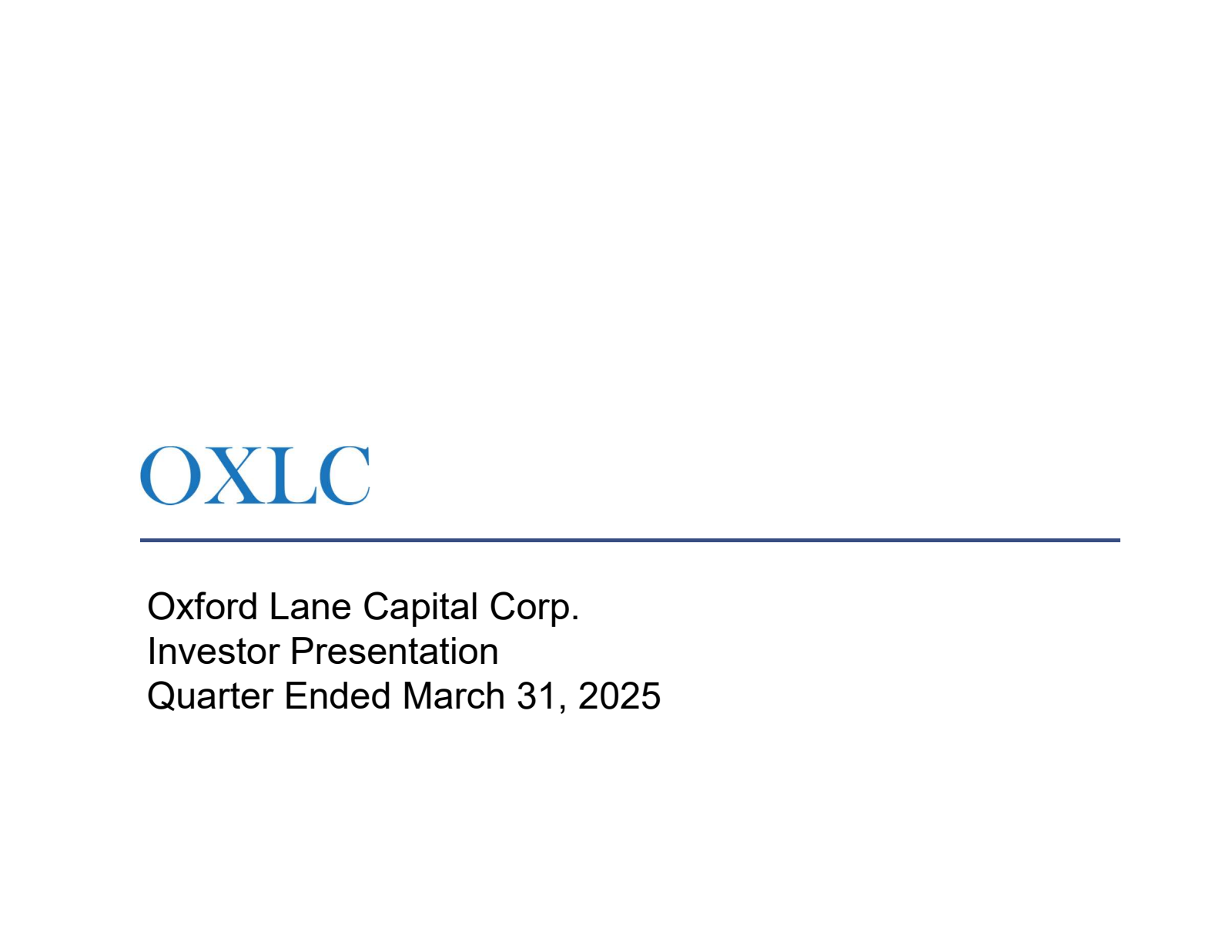Oxford Lane Capital's Q4 2025 Slide Deck