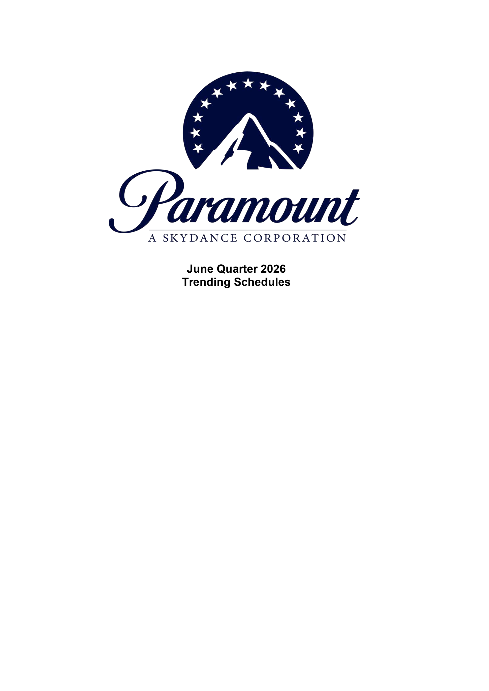 Paramount Skydance's Q2 2026 Slide Deck