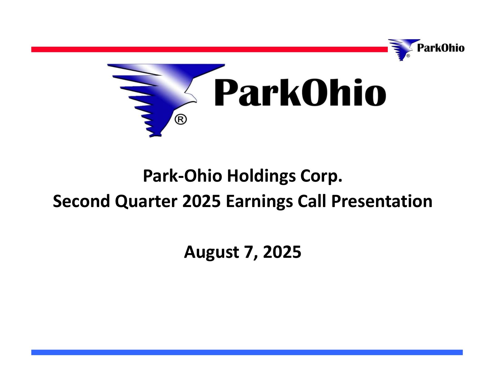 Park-Ohio's Q2 2025 Slide Deck