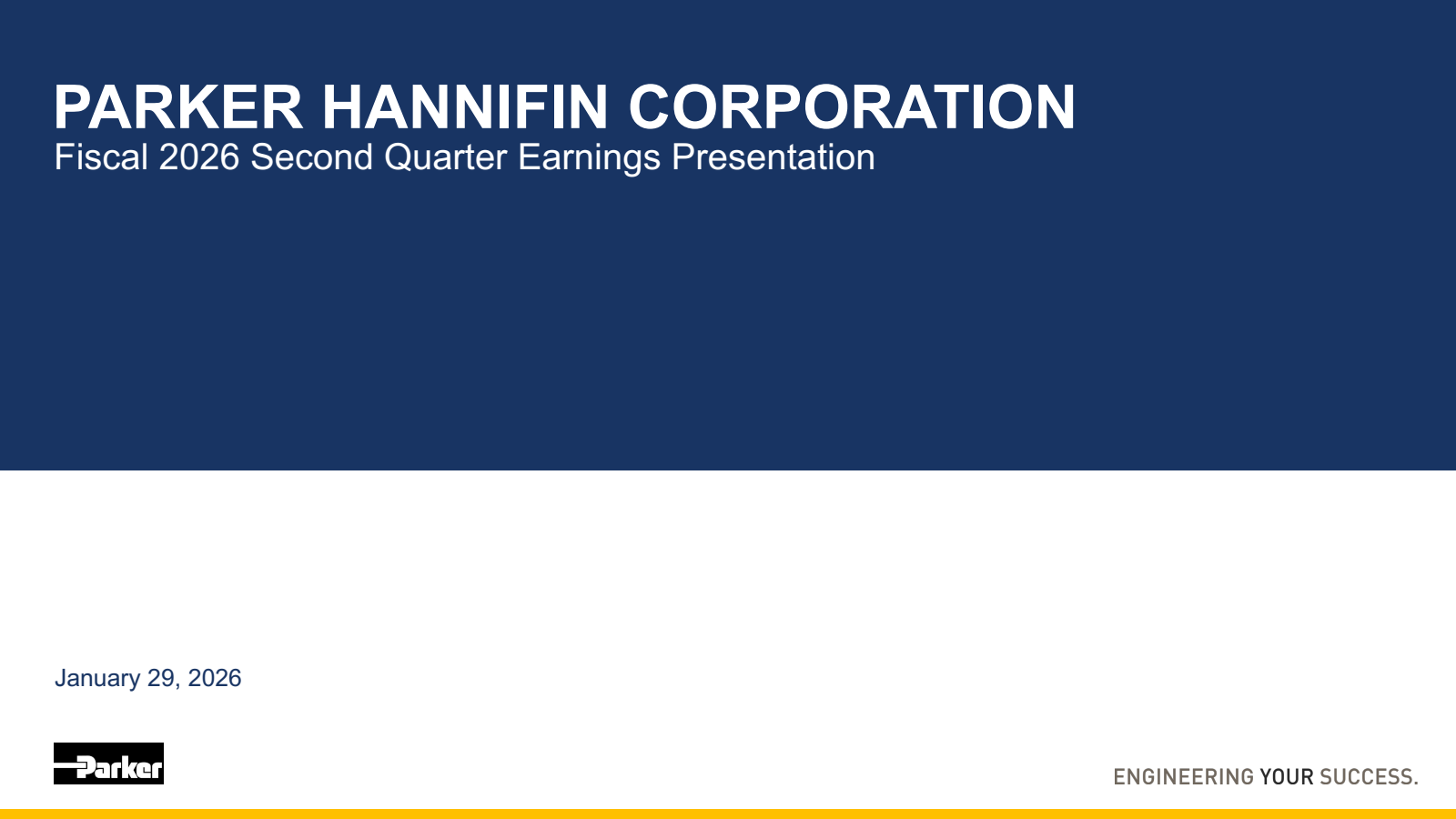 Parker-Hannifin's Q2 2026 Slide Deck